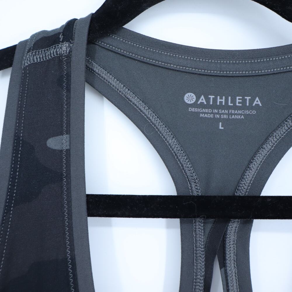 ATHLETA Limitless Camo Keyhole Tank Top Black Racerback Active Women's L - Picture 3 of 10